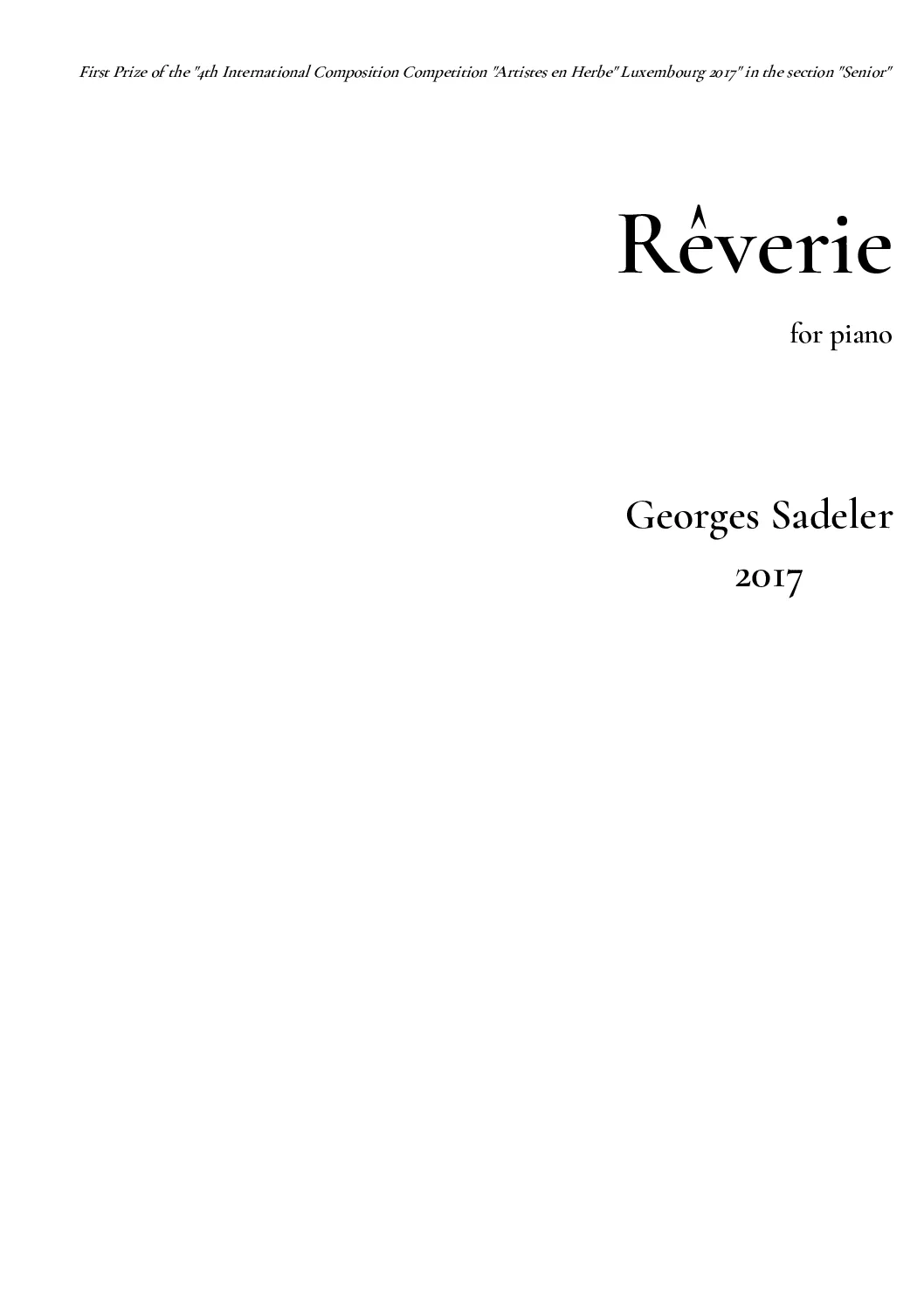 Cover of Rêverie