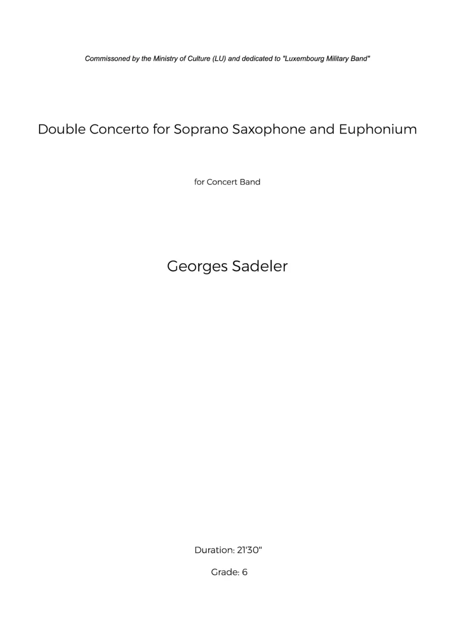 Cover of Double Concerto for Soprano Saxophone and Euphonium