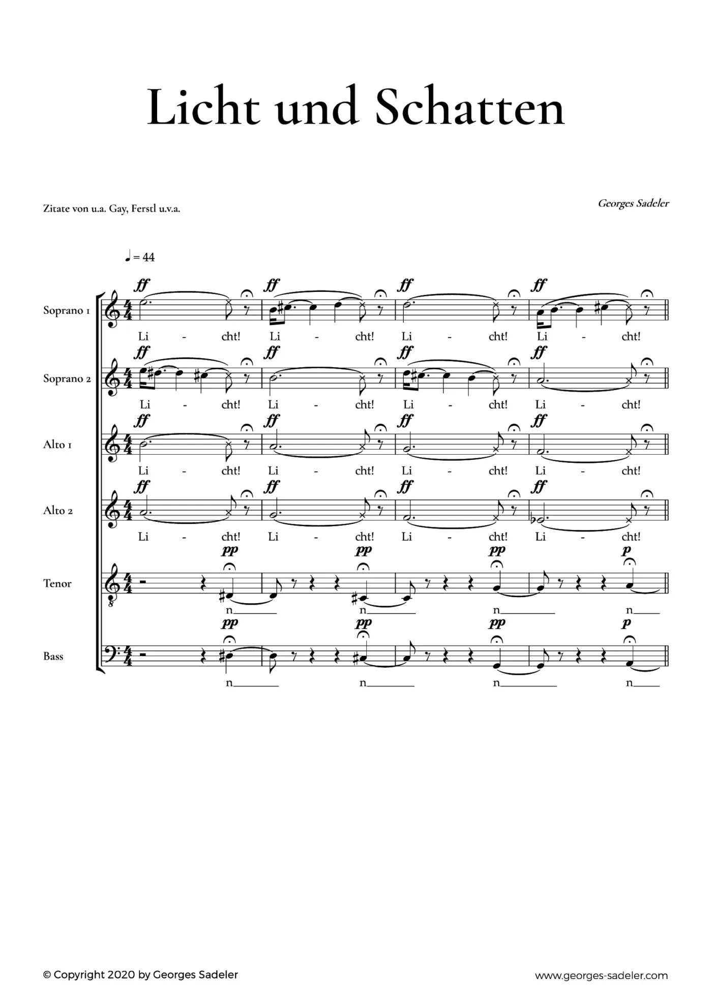 Score preview of Licht und Schatten