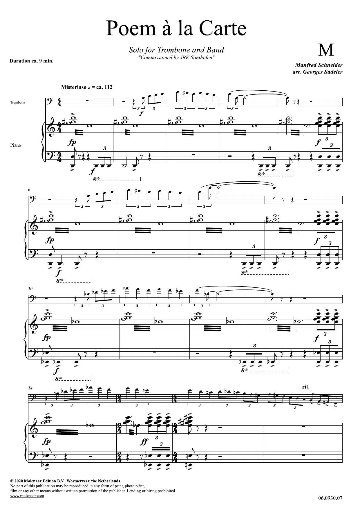 Score preview of Poem à la carte