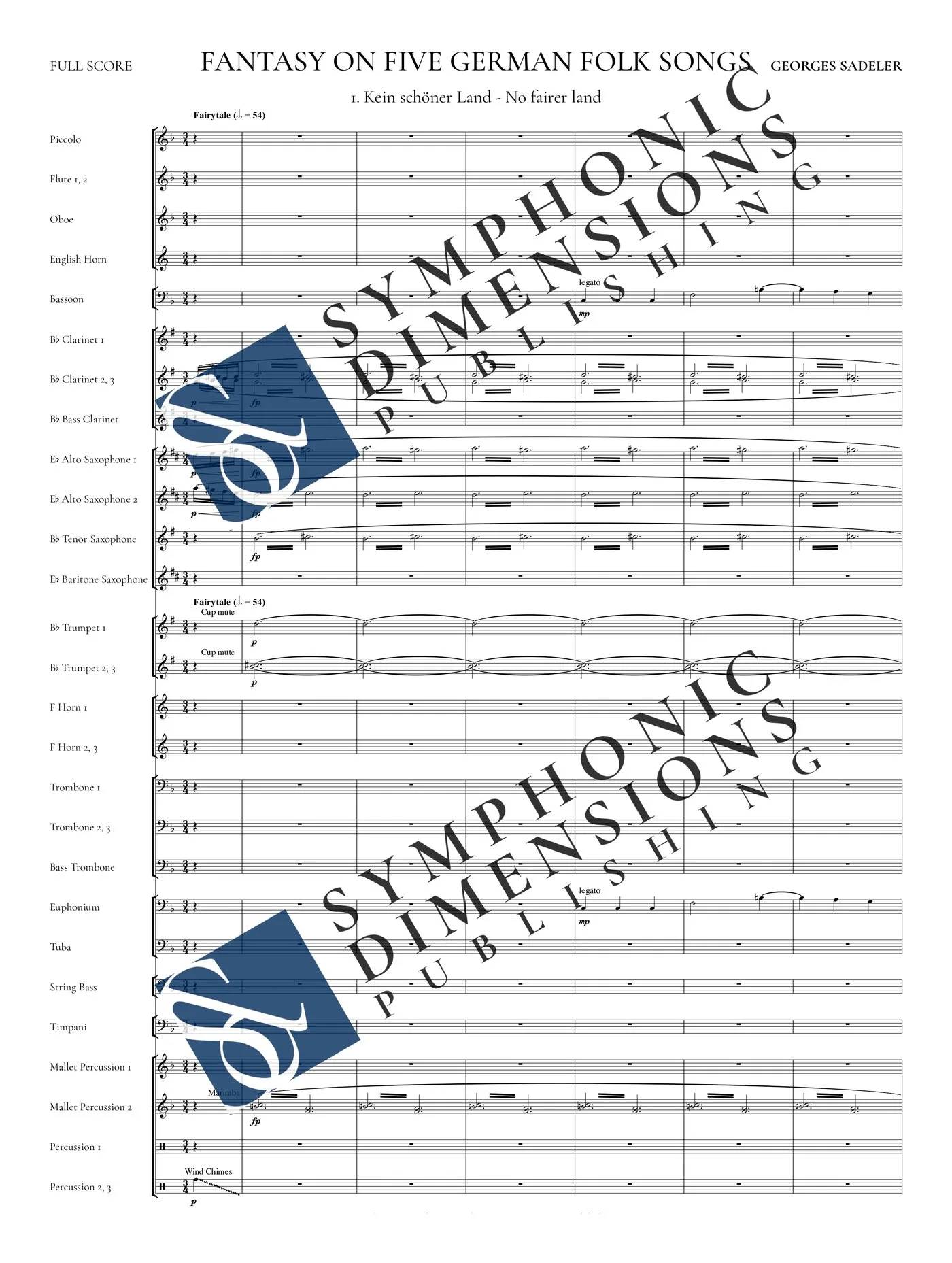 Score preview of Fantasy on Five German Folk Songs