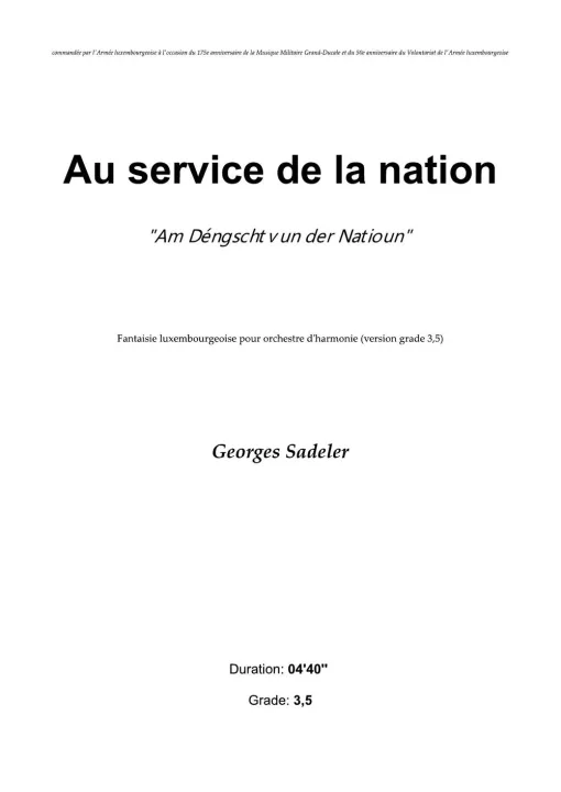 Cover of Au service de la nations – Am Déngscht vun der Natioun
