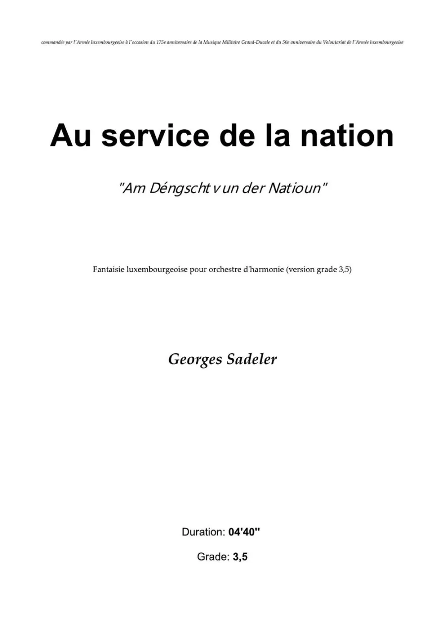 Cover of Au service de la nations – Am Déngscht vun der Natioun